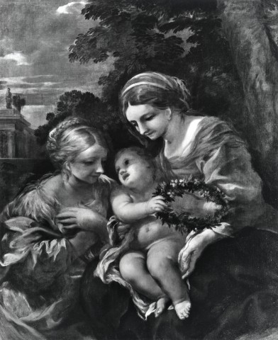 Anonimo — Berrettini Pietro - sec. XVII - Madonna con Bambino e santa — insieme